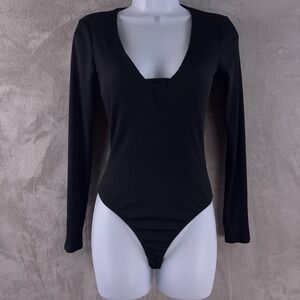 Free People Intimately Bodysuit Womens Size XS Black Long Sleeve Stretch Casual